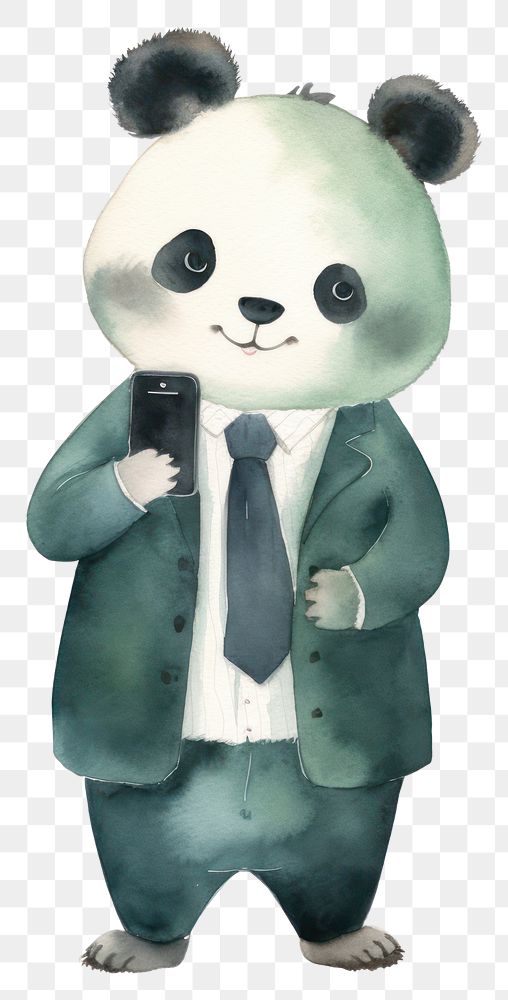 PNG A Panda wearing business suit cartoon mammal animal. AI generated Image by rawpixel.