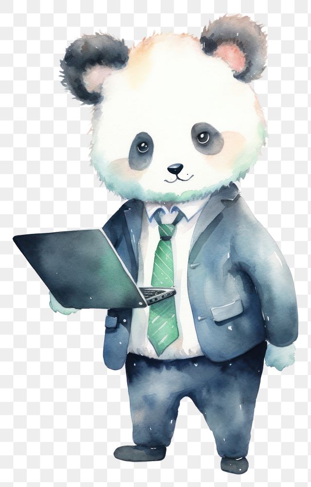 PNG Cartoon panda cute suit. 