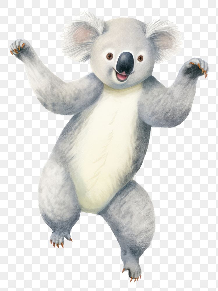 PNG Koala dancing animal mammal white background. AI generated Image by rawpixel.