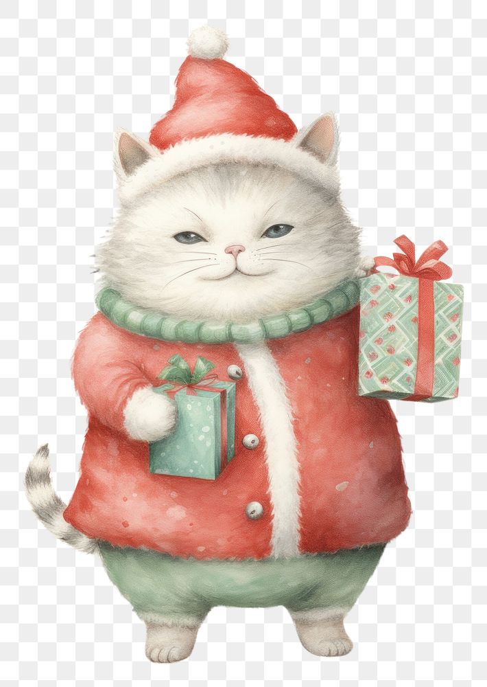 PNG Cat holding a gift bag Like Santa Claus mammal animal cute. AI generated Image by rawpixel.