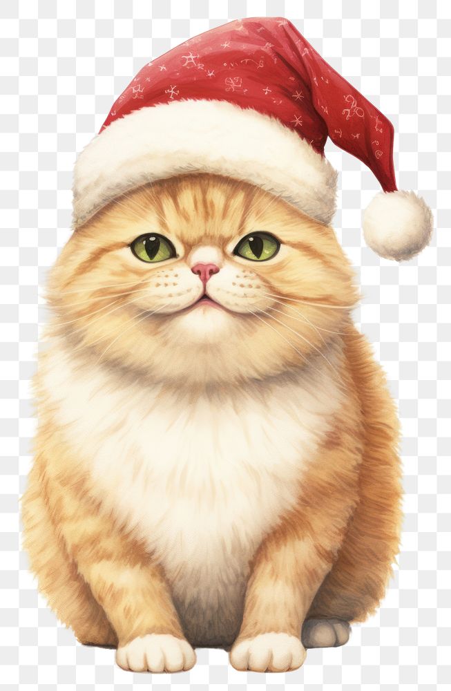 PNG Cat wearing a Santa hat mammal animal cute