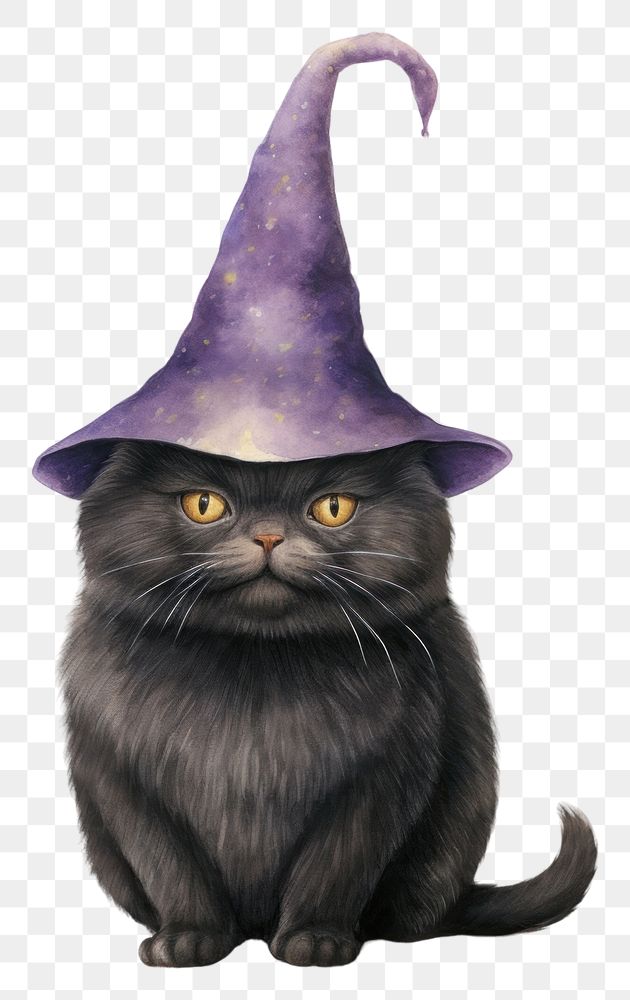 PNG Cat wearing a witch hat mammal animal pet