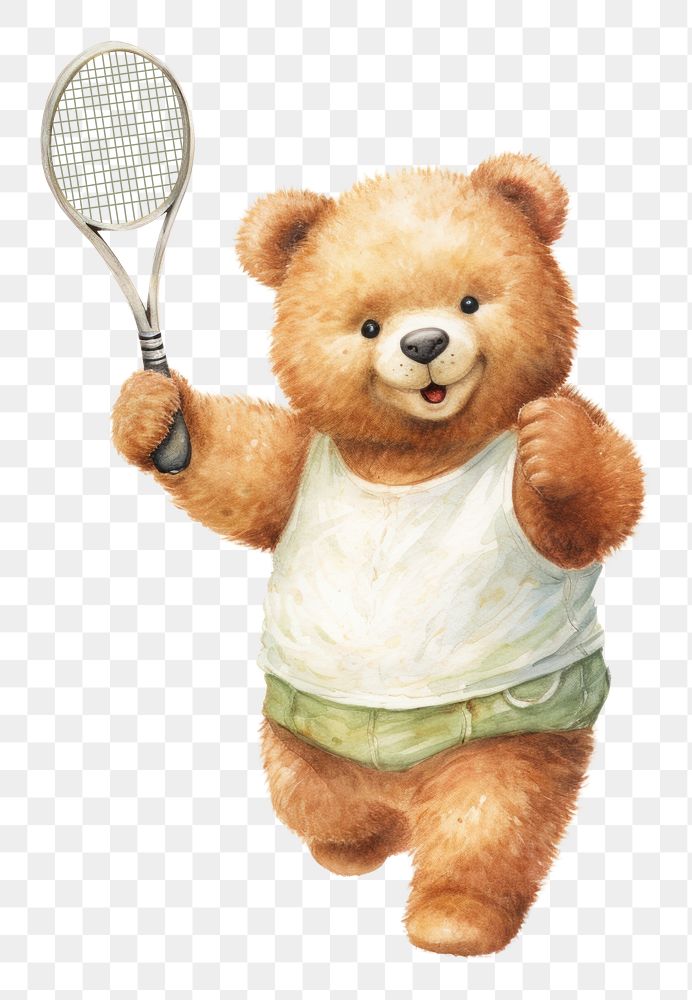 PNG Bear playing basketball racket cute toy. AI generated Image by rawpixel.