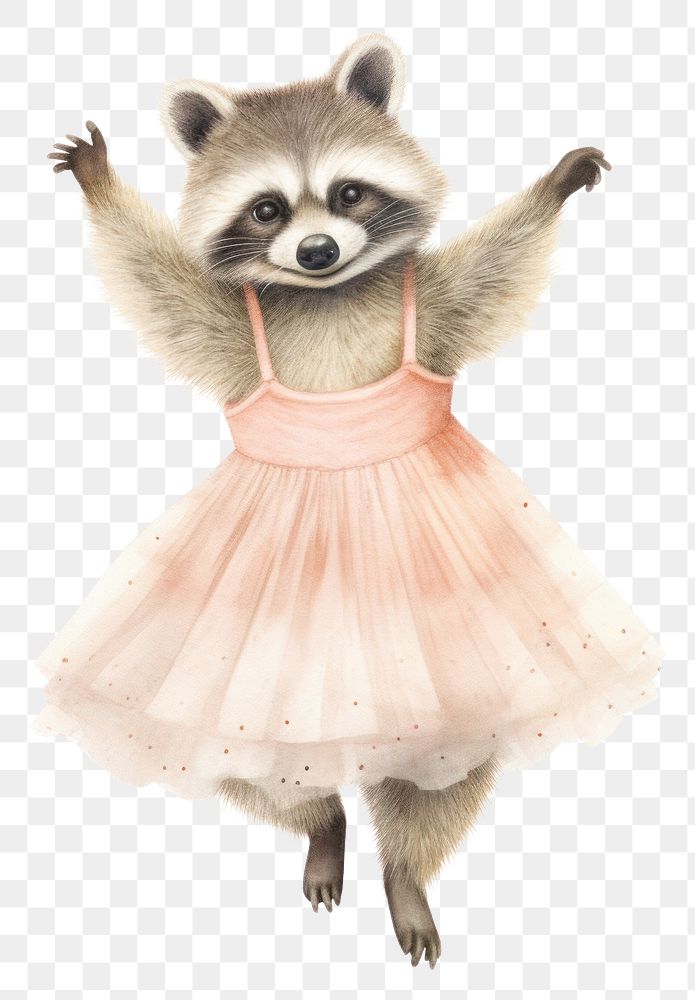 PNG Raccoon dancing ballet raccoon drawing animal. AI generated Image by rawpixel.