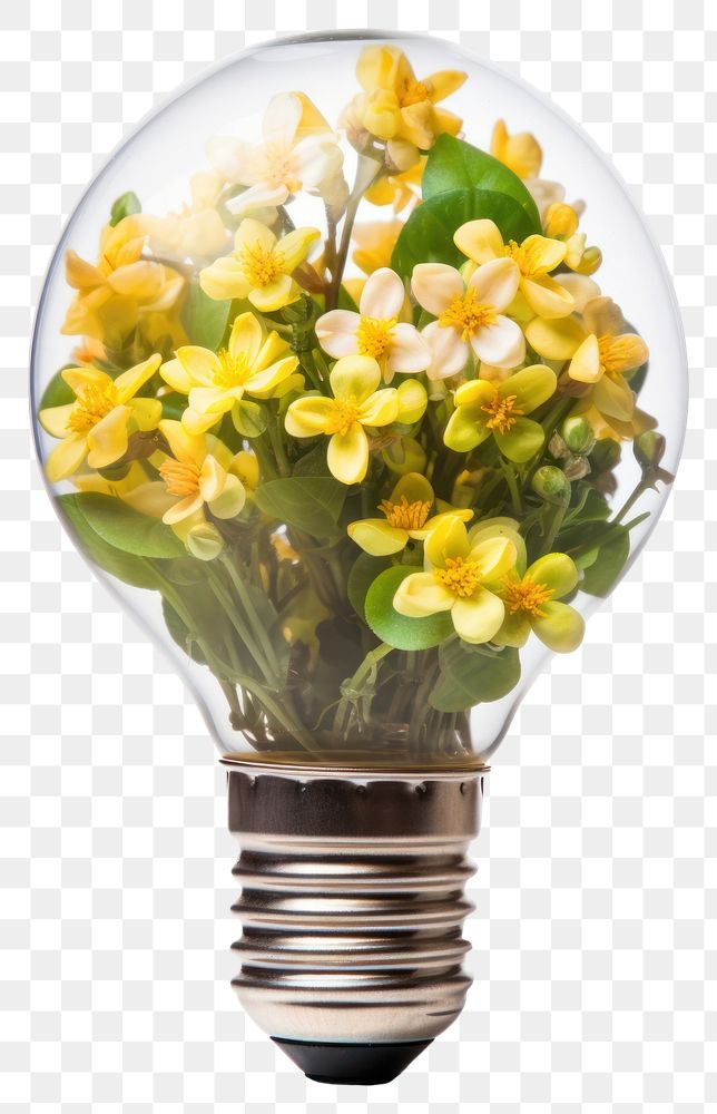 PNG Lightbulb flower plant white background. AI generated Image by rawpixel.