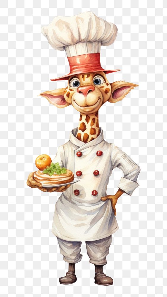 PNG Chef giraffe freshness portrait standing. AI generated Image by rawpixel.