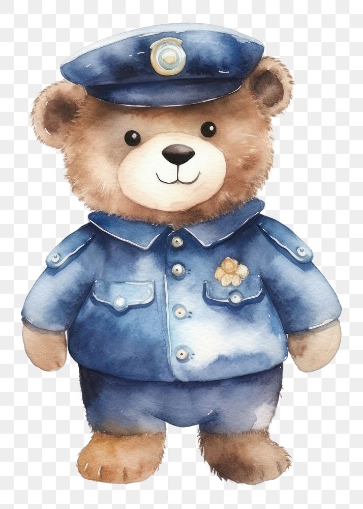 PNG Otter wearing police suit toy white background representation. 