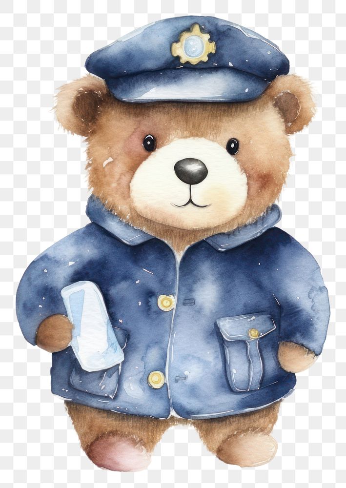 PNG Otter wearing police suit toy white background representation. 