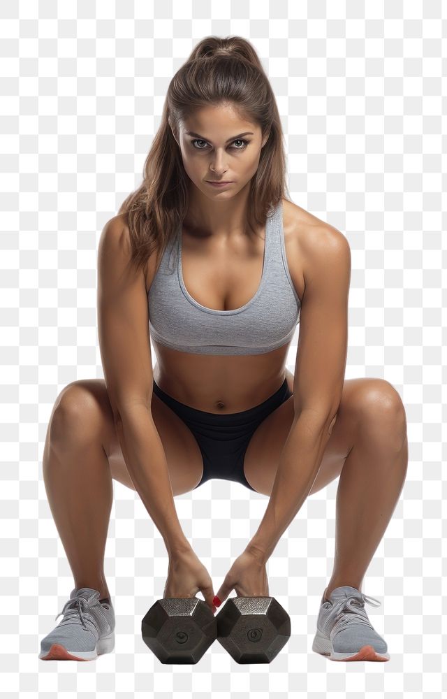 PNG  Crouching sports adult woman. AI generated Image by rawpixel.
