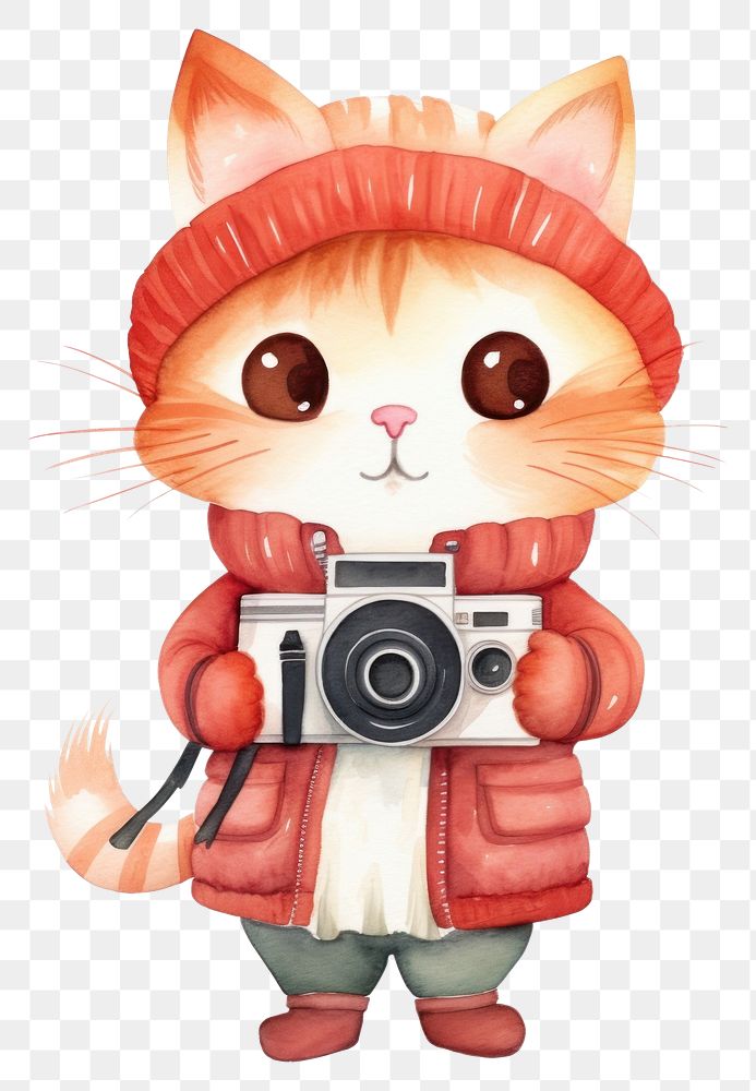 PNG Cat photographer holder camera cartoon cute. AI generated Image by rawpixel.
