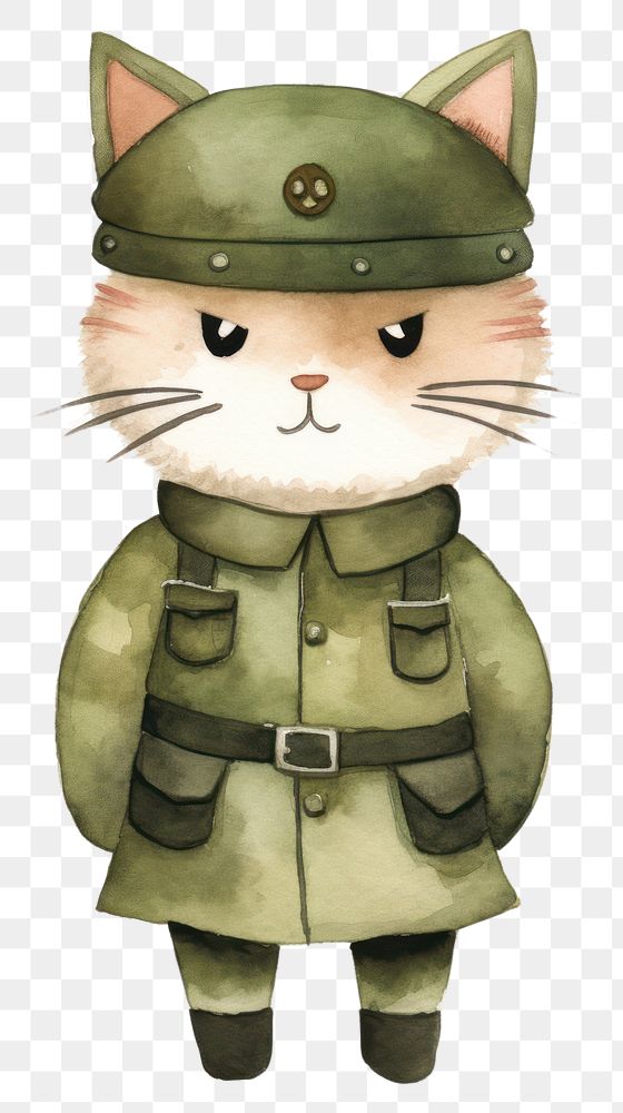 PNG Cat soldier cartoon creativity protection. AI generated Image by rawpixel.