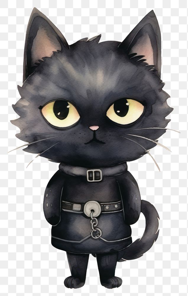 PNG Black cat wearing police costume holder shackle animal cartoon. AI generated Image by rawpixel.