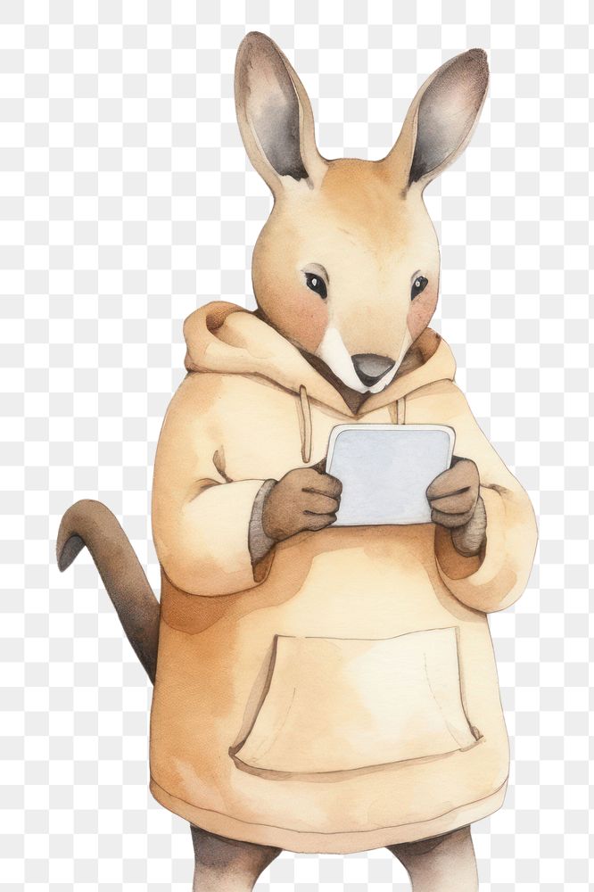 PNG Two kangaroos playing a social media device animal wallaby mammal. AI generated Image by rawpixel.