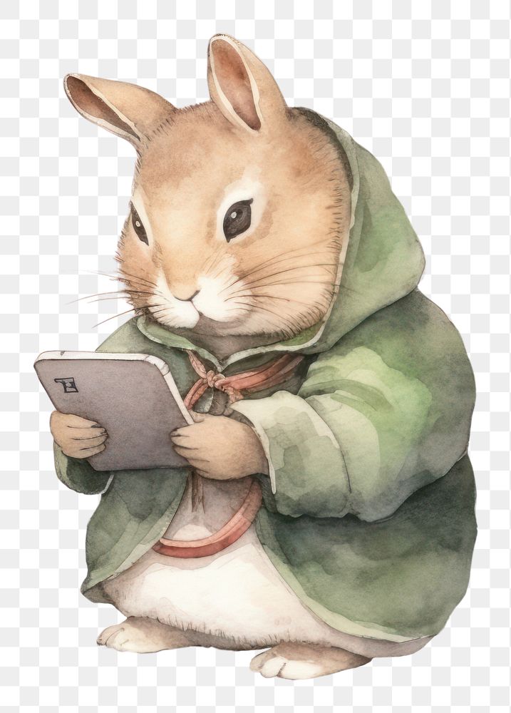 PNG Two rabbits playing a social media device animal mammal cute. AI generated Image by rawpixel.