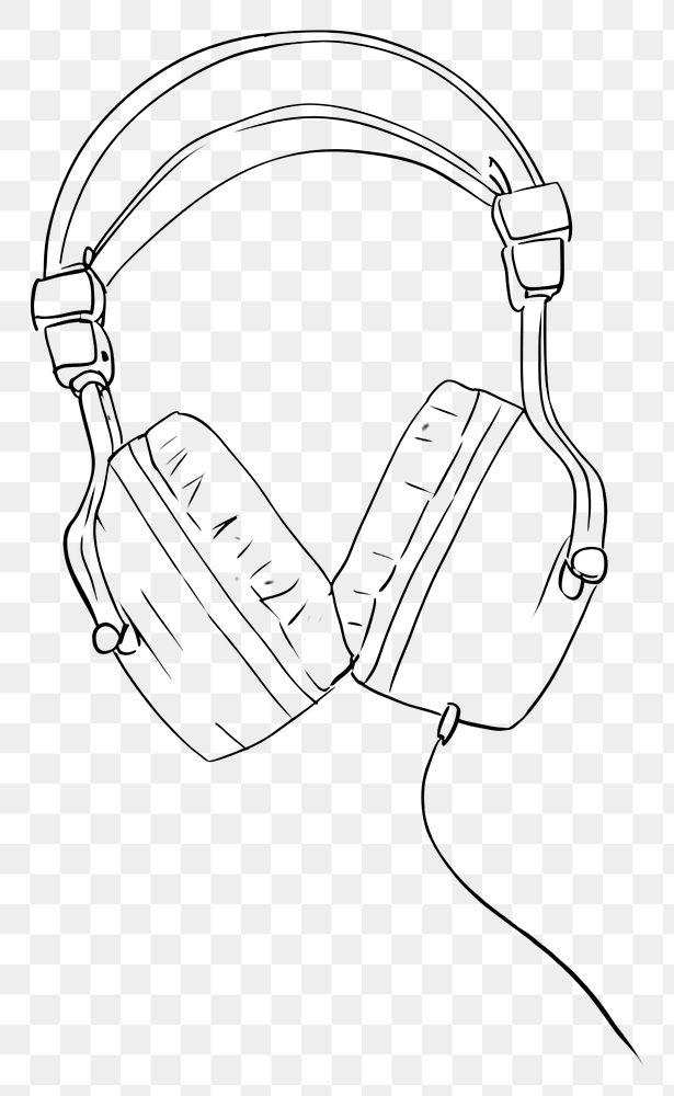 PNG Headphones headset cartoon line. AI generated Image by rawpixel.