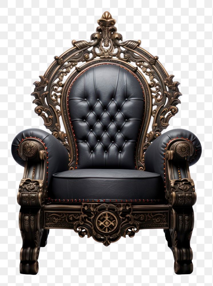 PNG Throne furniture armchair white background. 