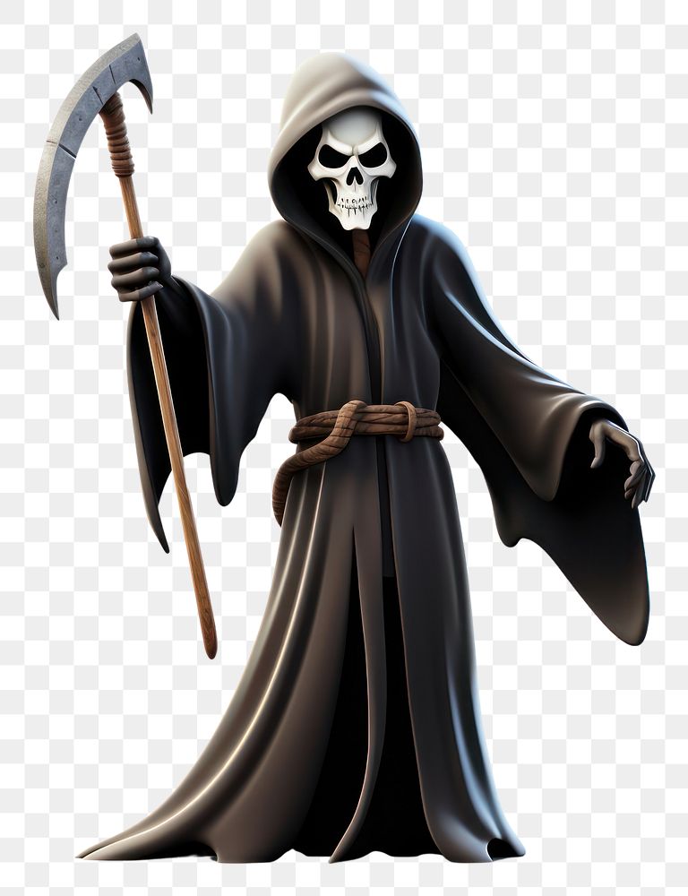 PNG Grim reaper cartoon 3d realistic costume adult white background. AI generated Image by rawpixel.
