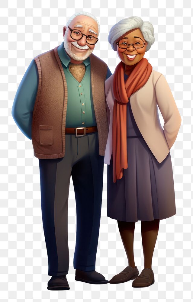 PNG Interracial old couple adult white background togetherness. AI generated Image by rawpixel.