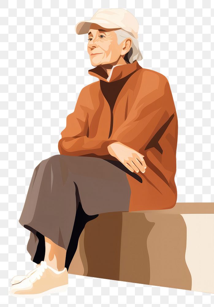 PNG Gray old woman footwear portrait sitting. AI generated Image by rawpixel.
