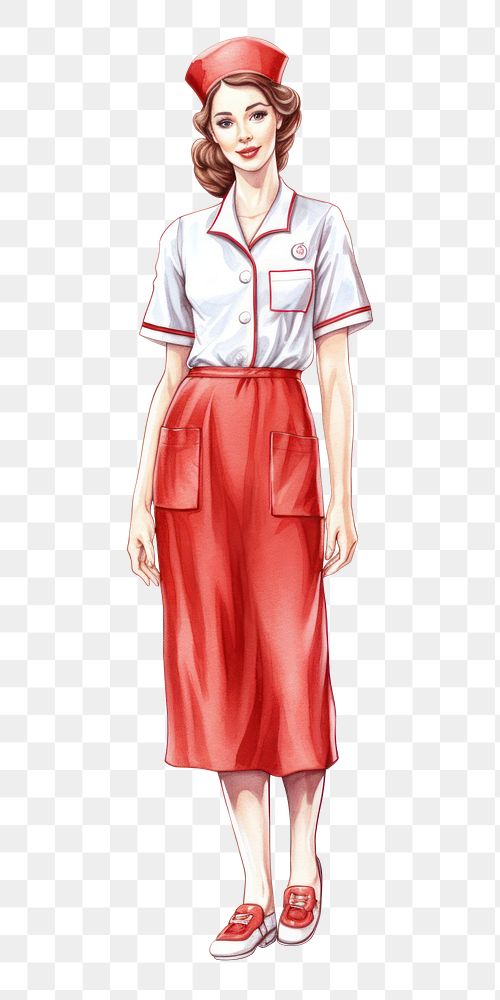 PNG Nurse cartoon drawing dress. AI generated Image by rawpixel.
