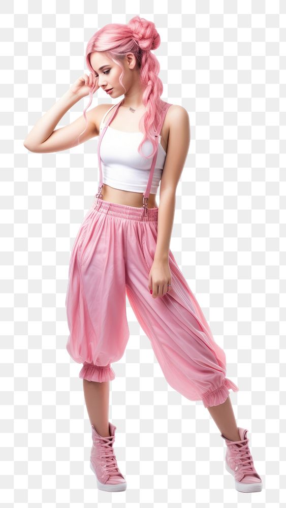 PNG  Woman fashion costume pink hair. AI generated Image by rawpixel.