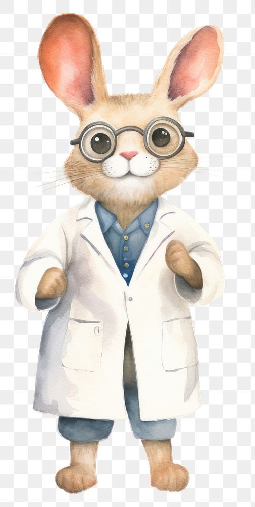PNG Rabbit doctor animal mammal white background. AI generated Image by rawpixel.