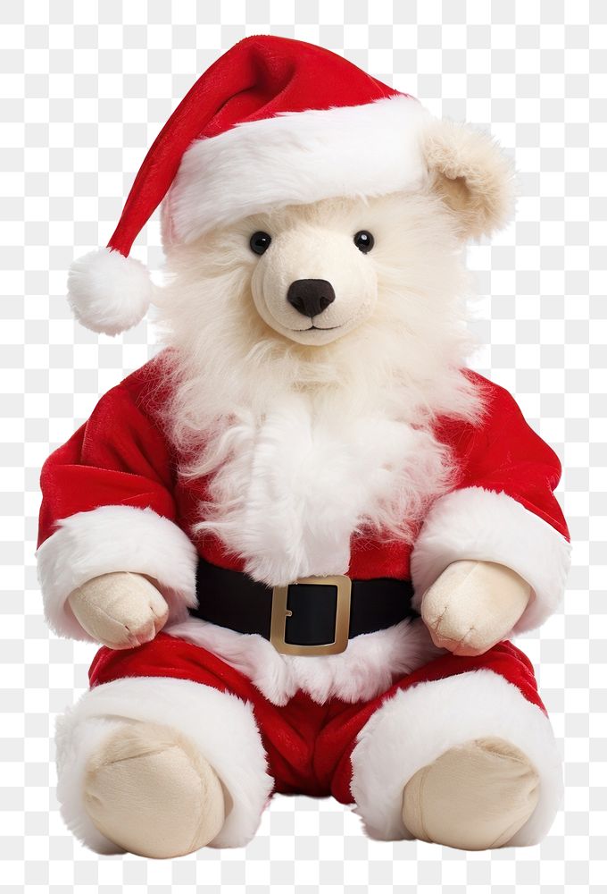 PNG Santa plush white bear. 