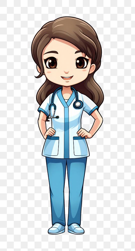 PNG Nurse cartoon white background stethoscope. 
