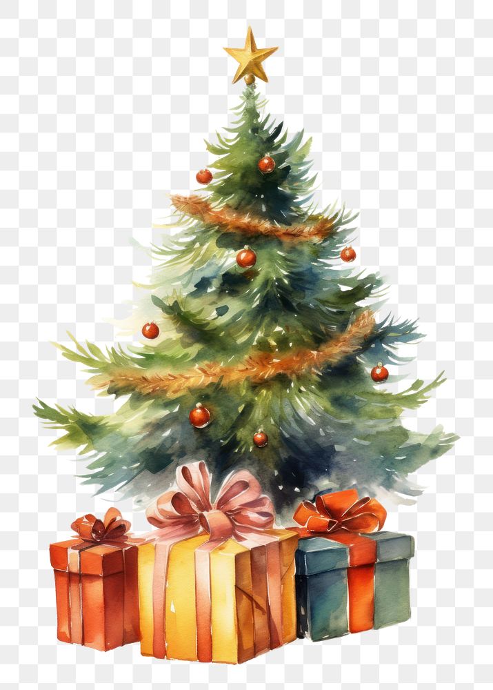PNG Christmas tree plant gift box. 