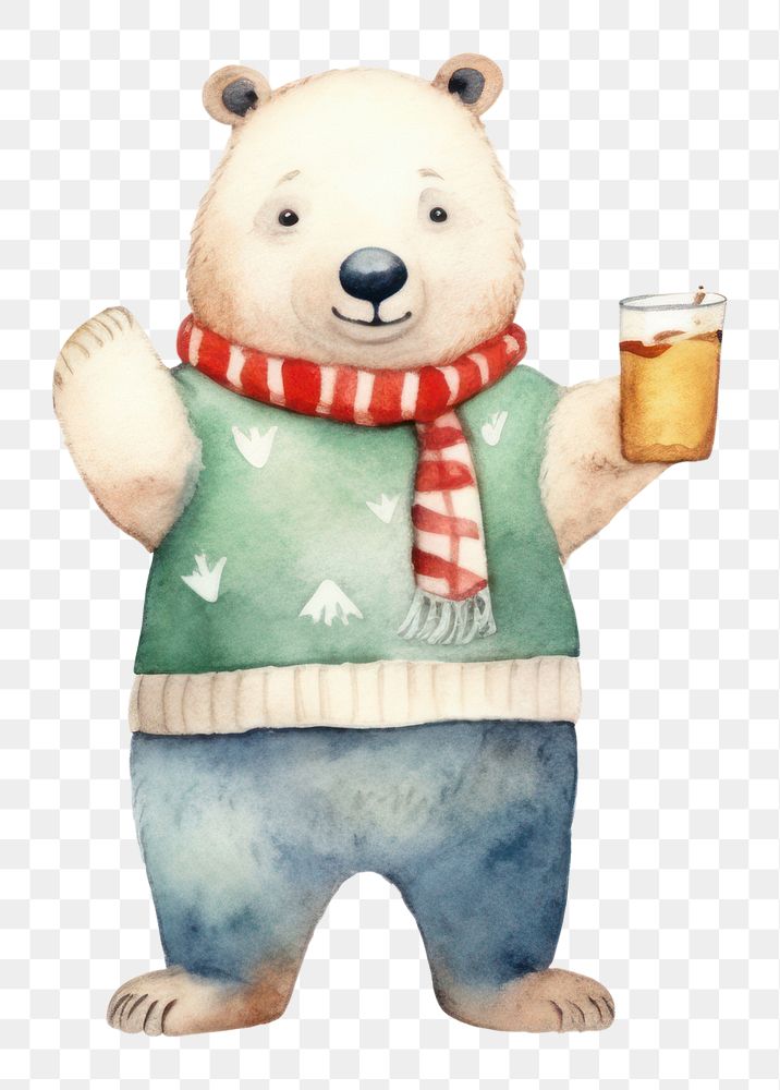 PNG Cheers a beer together bear snowman mammal. AI generated Image by rawpixel.