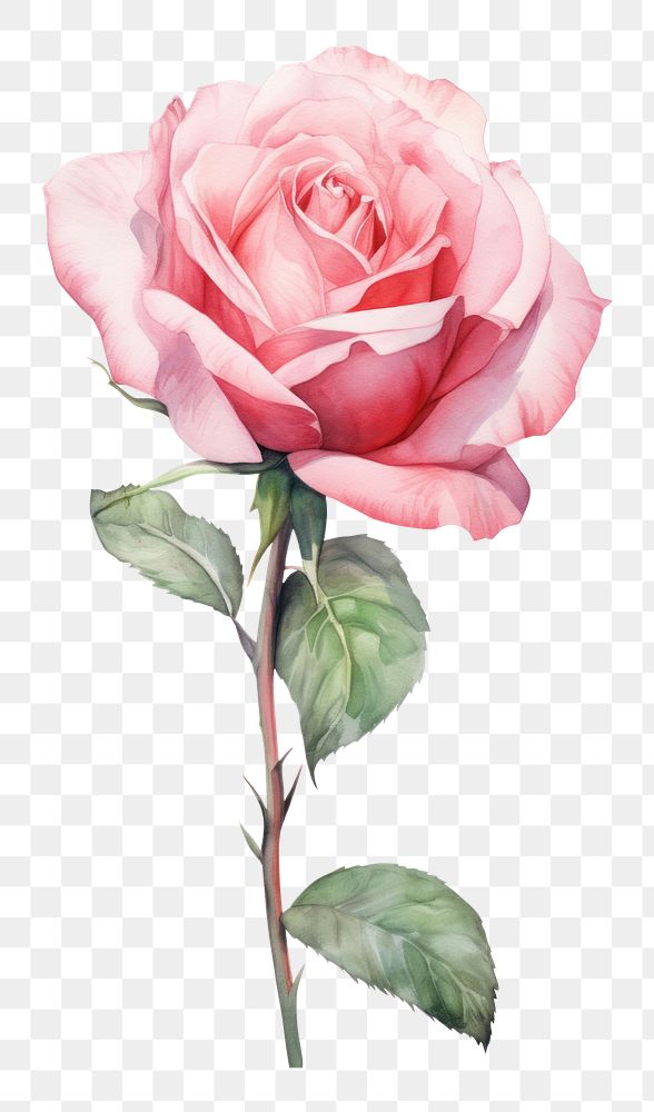 PNG Pink rose flower plant white background. AI generated Image by rawpixel.