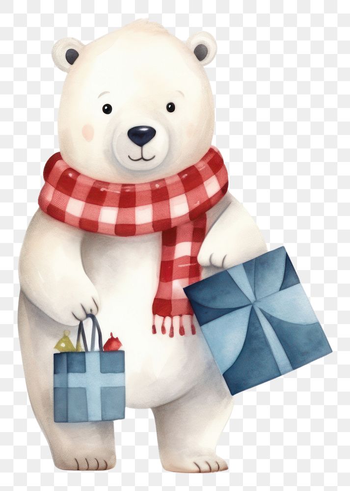 PNG Polar bear holding a shopping bag cartoon mammal animal. AI generated Image by rawpixel.