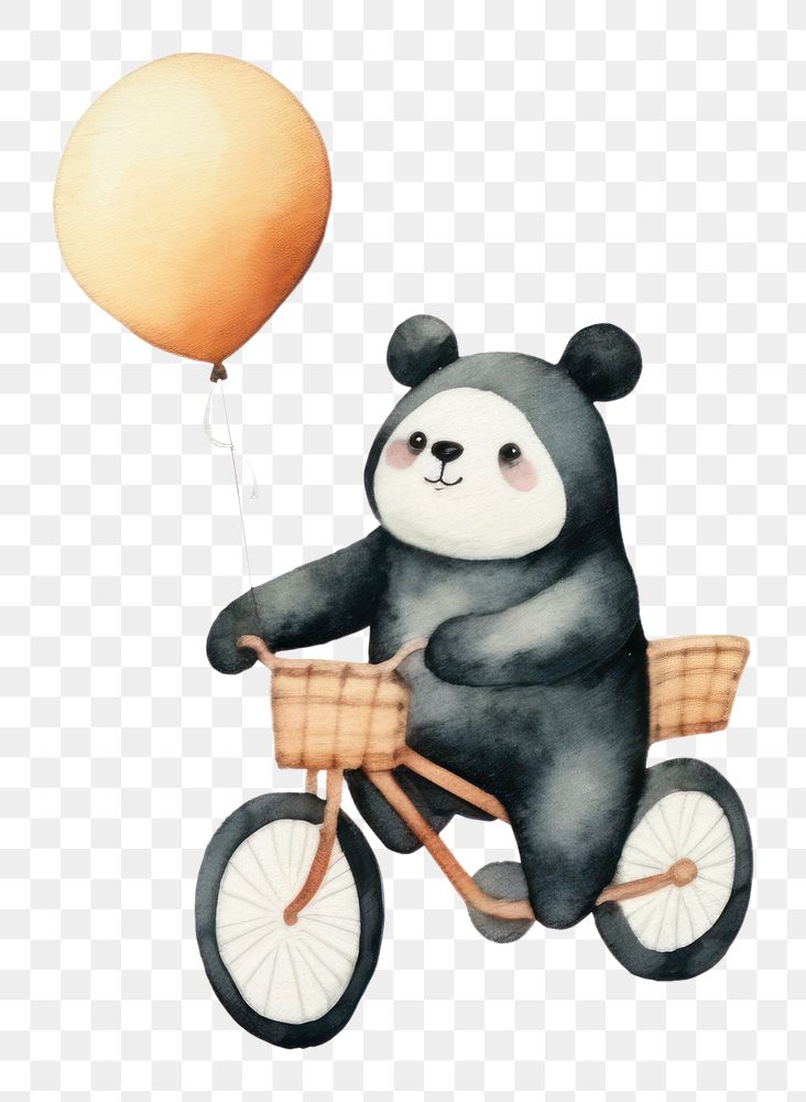 PNG Panda riding bicycle together vehicle balloon cartoon. AI generated Image by rawpixel.