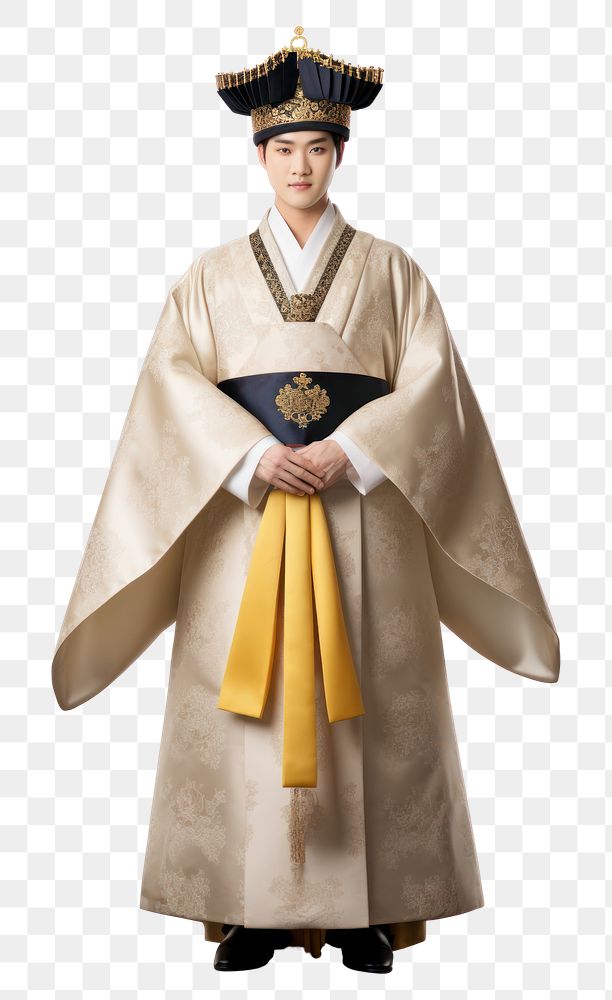 PNG Korean prince costume robe white background. 
