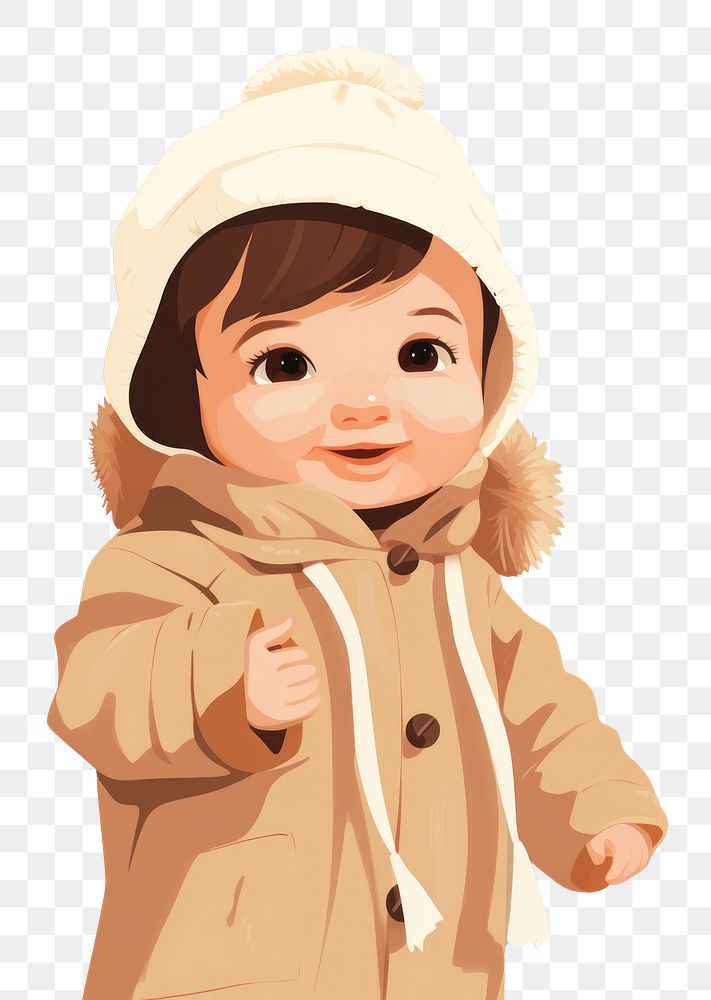 PNG Young baby portrait coat hat. AI generated Image by rawpixel.