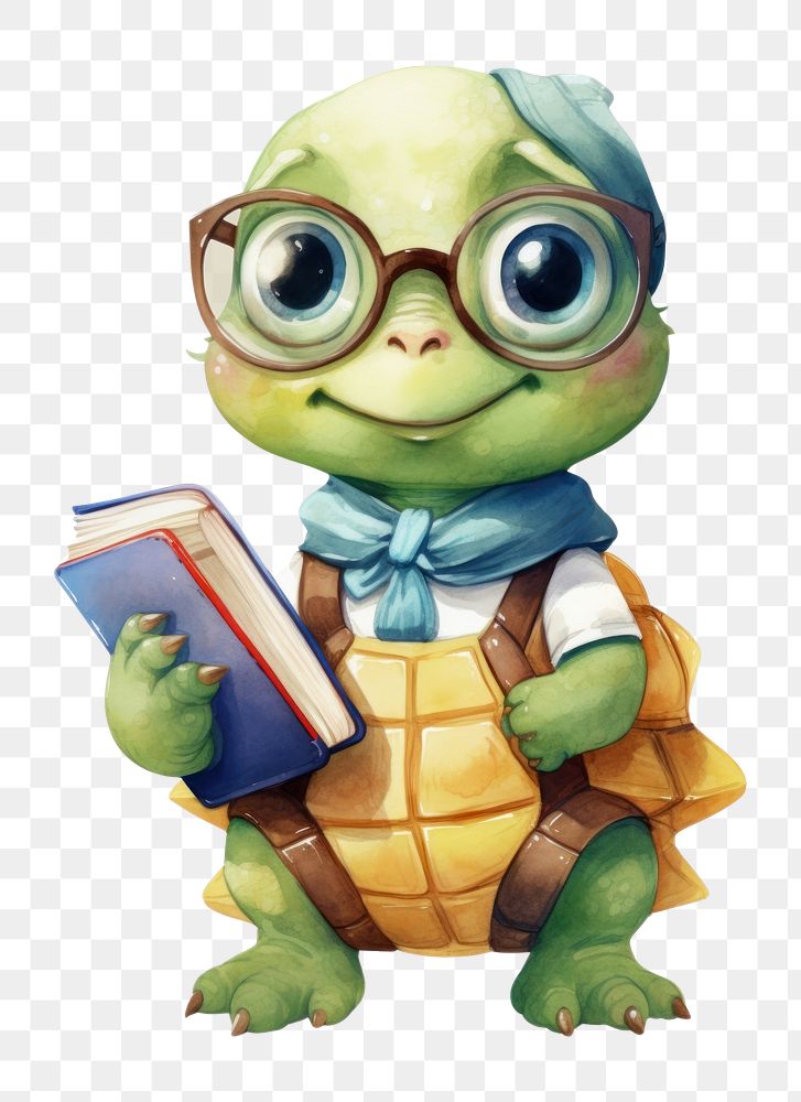 PNG Tortoise teacher animal cute baby. AI generated Image by rawpixel.