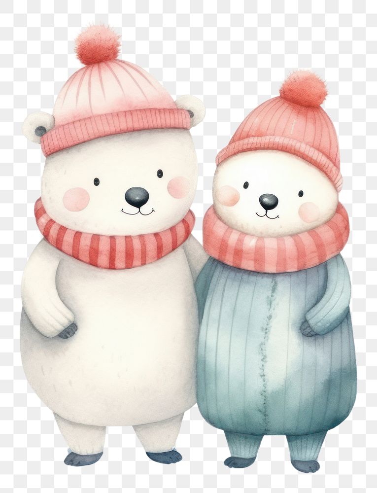 PNG Polar Bear snowman winter love. 