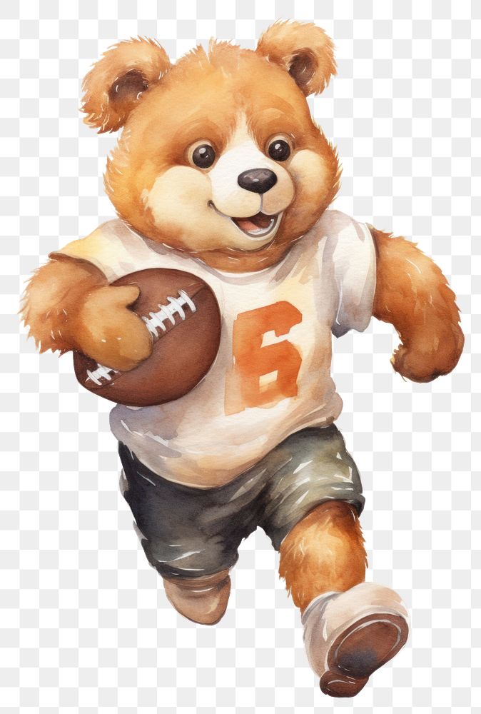 PNG Bear playing football sports animal toy. AI generated Image by rawpixel.