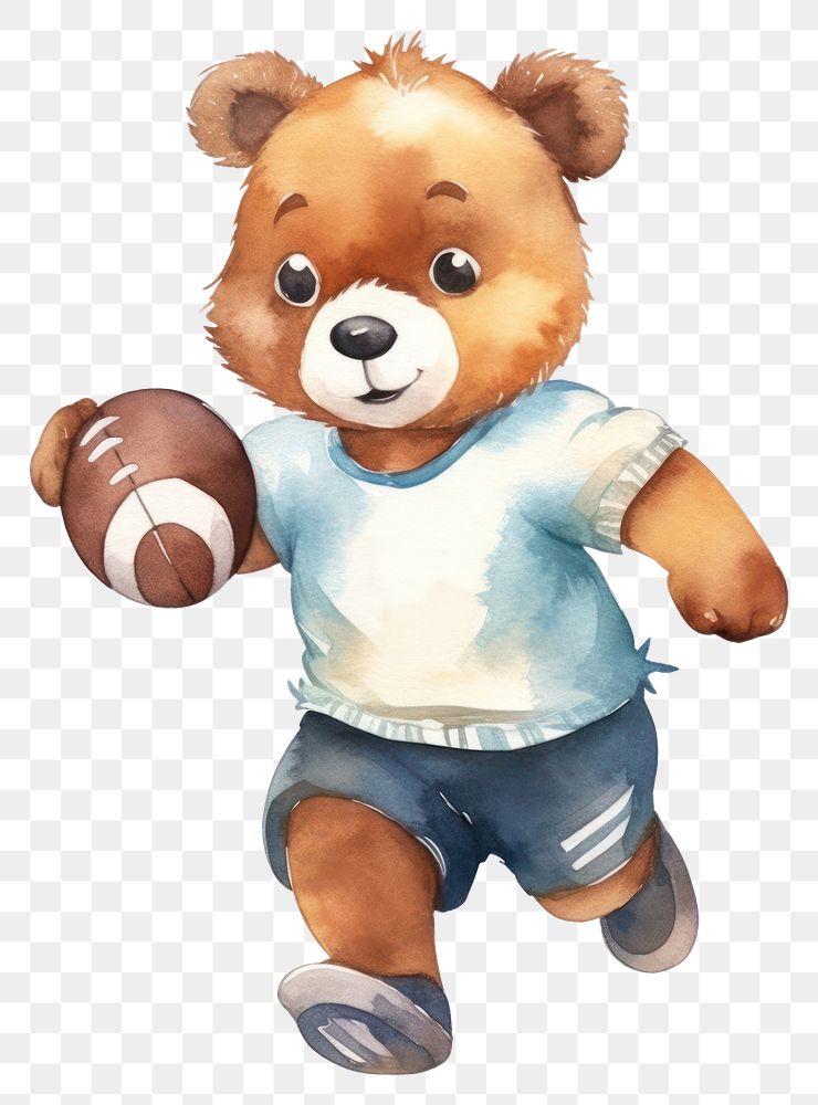 PNG Bear playing football sports toy white background. AI generated Image by rawpixel.