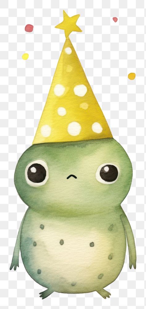 PNG Cartoon frog party hat character. 