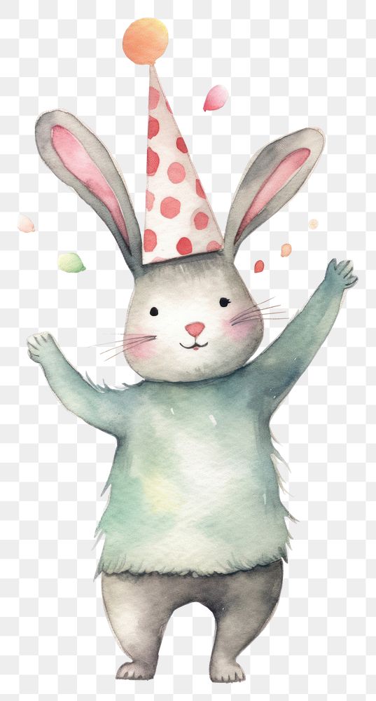 PNG Party hat character rabbit happy. AI generated Image by rawpixel.