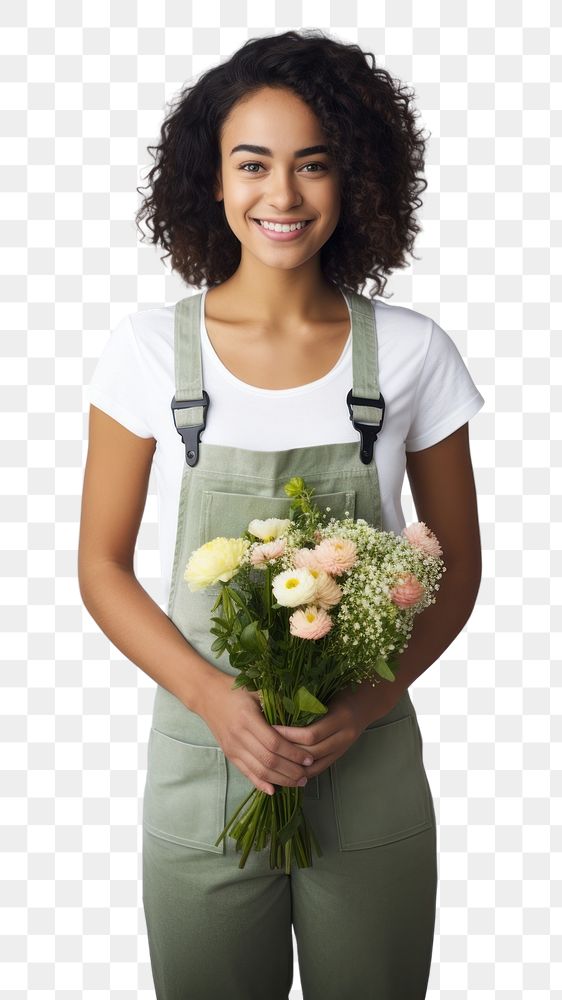 PNG Florist smiling flower adult. AI generated Image by rawpixel.