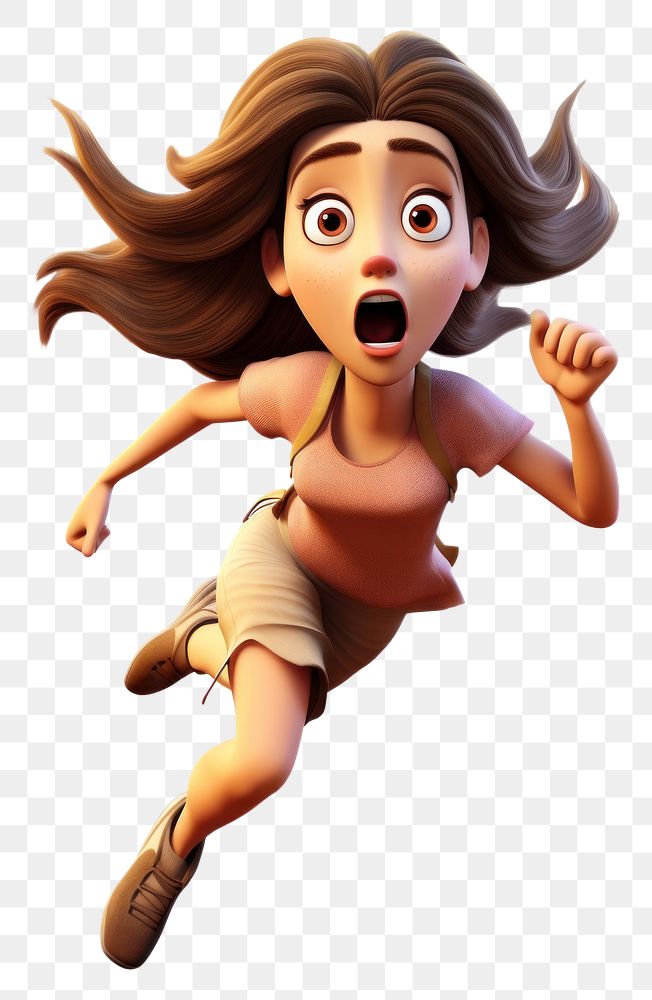 PNG Girl runaway cartoon running determination. AI generated Image by rawpixel.