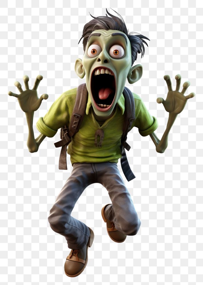 PNG Zombie surprise cartoon white background. AI generated Image by rawpixel.