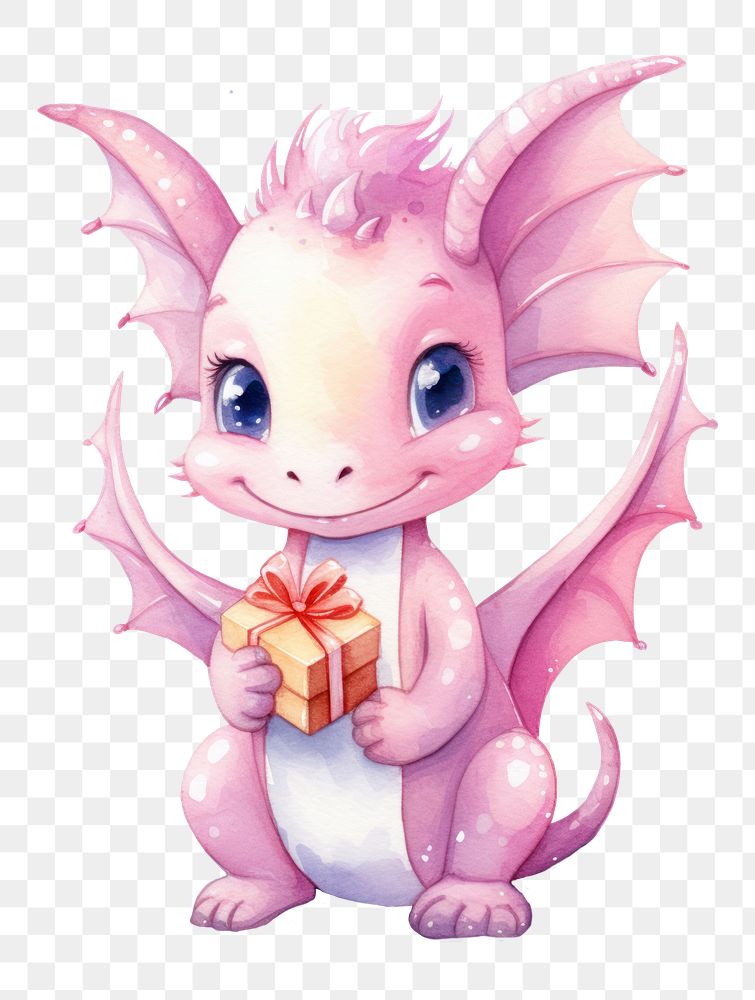 PNG Dragon cute character animal celebration pink