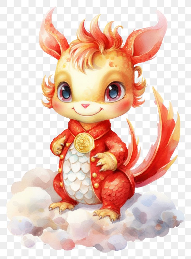 PNG Red dragon Chinese animal cute baby. AI generated Image by rawpixel.
