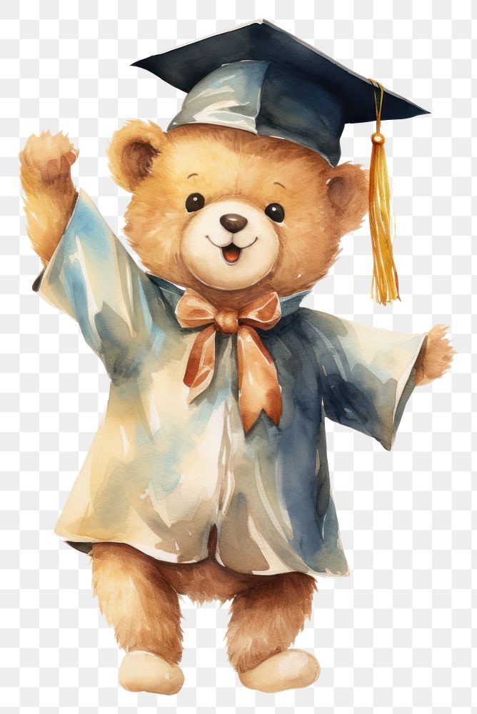 PNG Graduation bear standing mammal. AI generated Image by rawpixel.