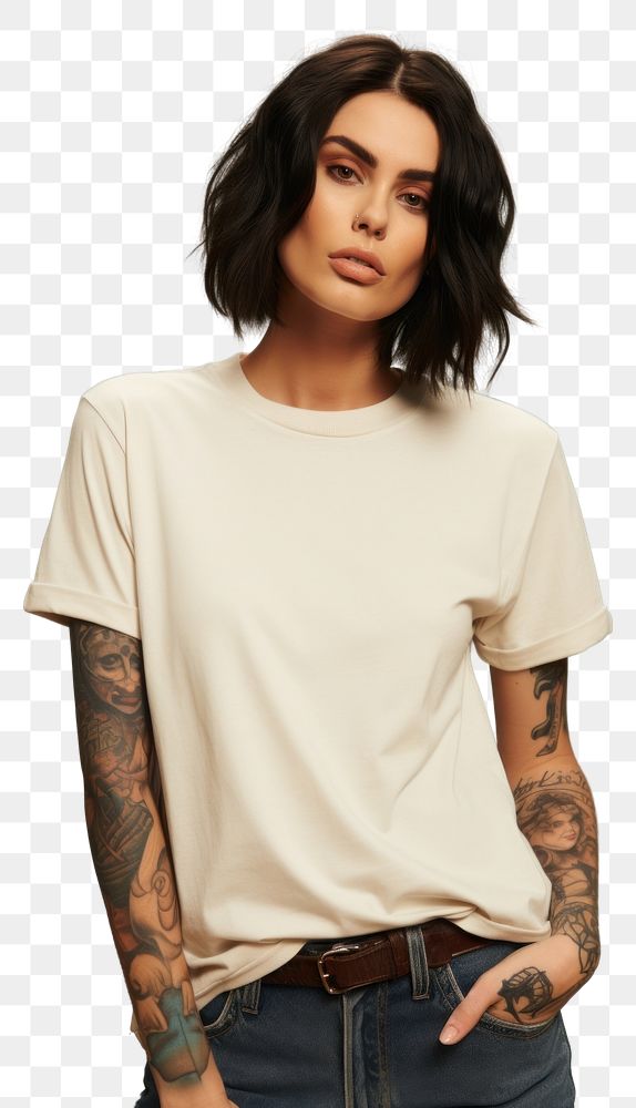 PNG T-shirt tattoo portrait sleeve. 