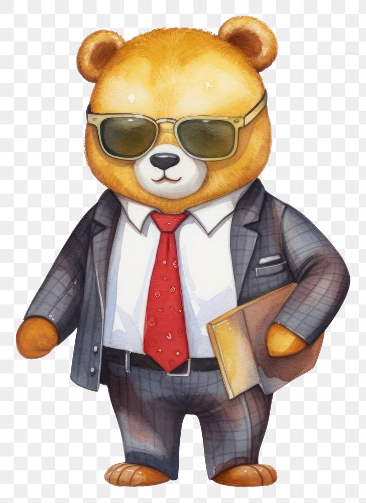 PNG Glasses cartoon bear tie. 