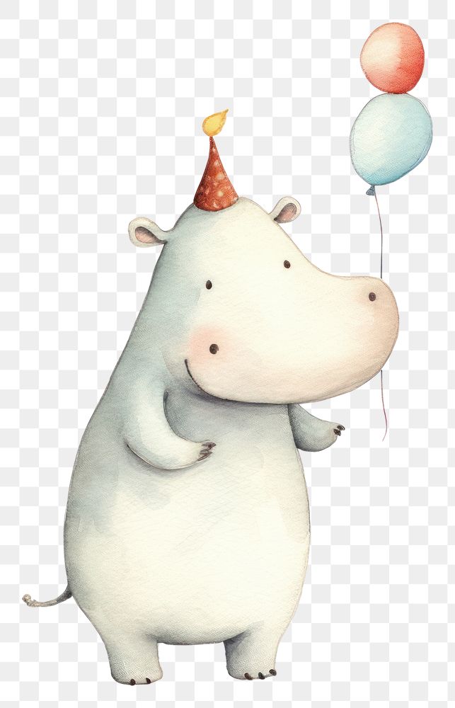 PNG Cute hippo playing trumpet balloon mammal animal. AI generated Image by rawpixel.